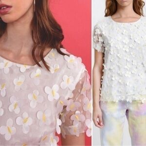 LILI SIDONIO Daisy Veil Tee Blouse Top Size M